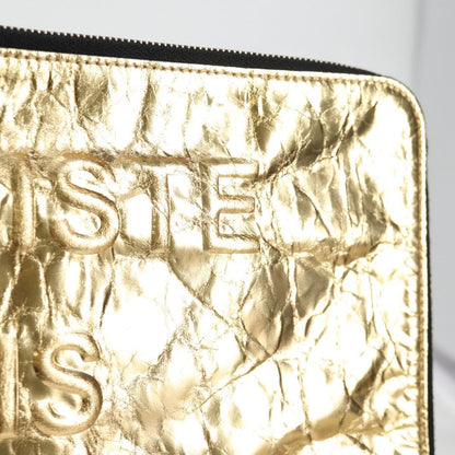 Chanel Feminine Pouch Crinkled Leather, GOLD, LEATHER, Clutche & pouche