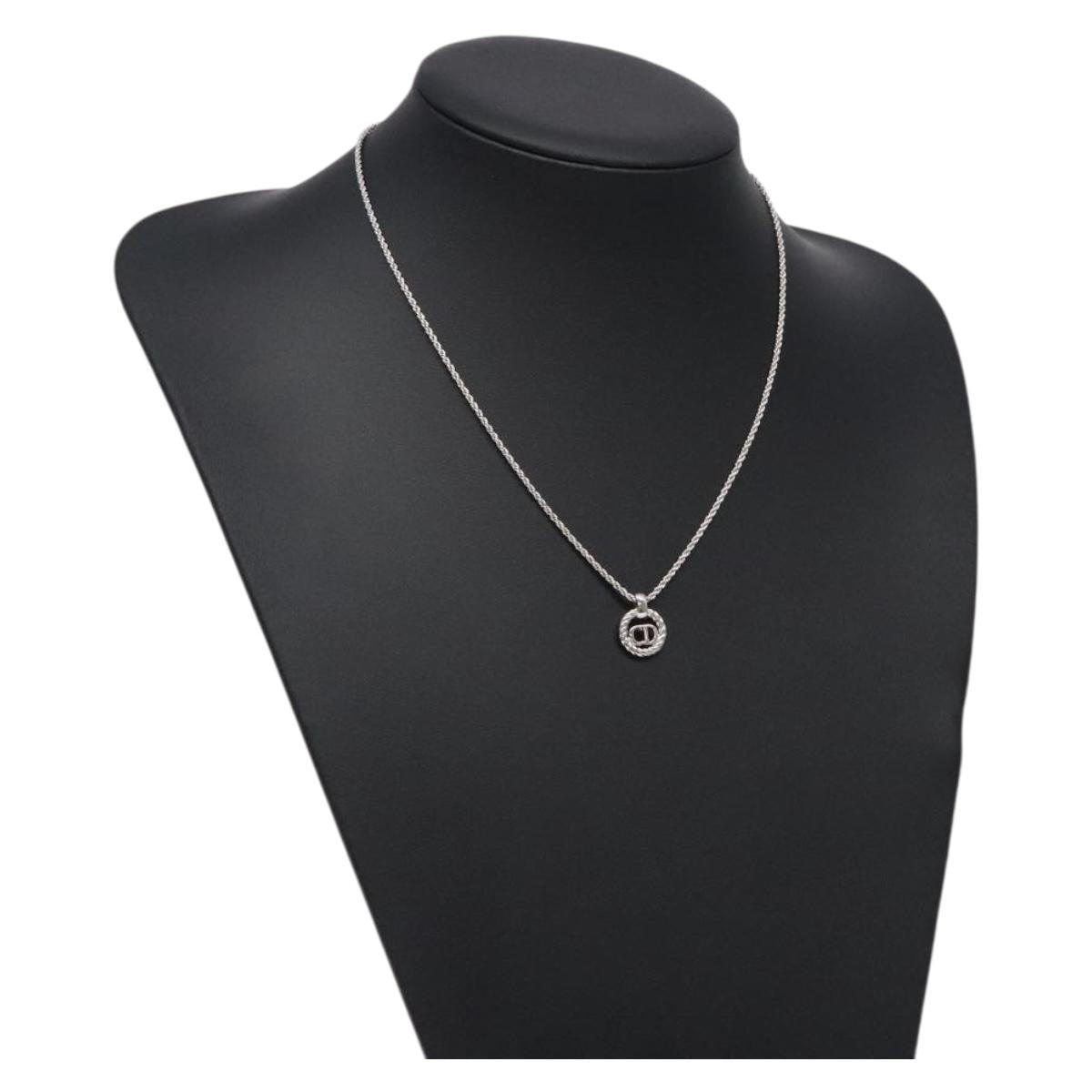 Christian Dior CD Round Pendant Necklace Metal, SILVER, METAL, Necklace