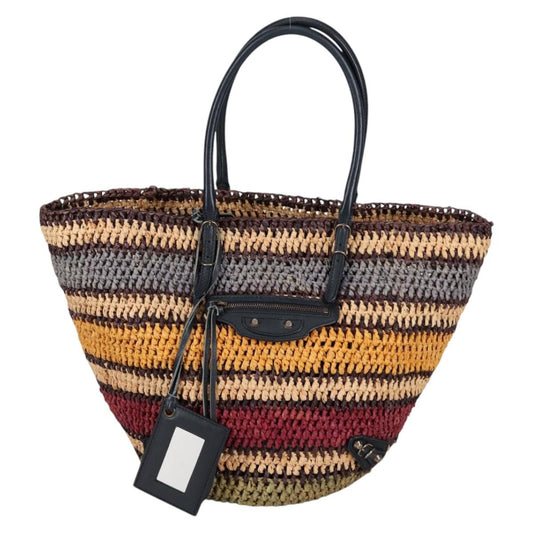 Balenciaga Panier Basket Tote Woven Raffia, MULTICOLOUR, WOOD, Tote bag