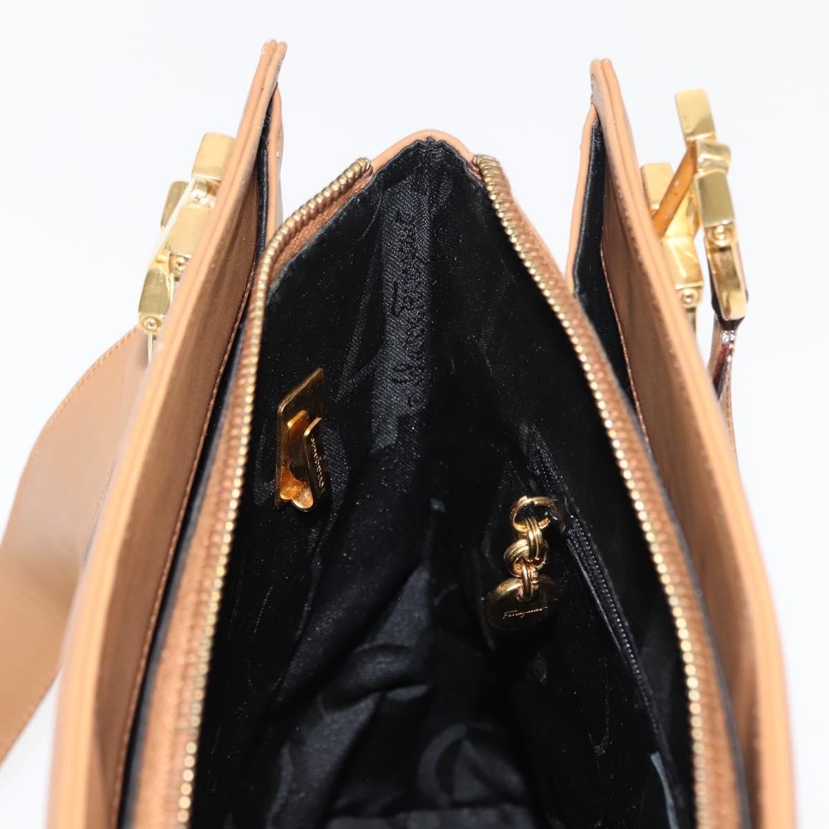 Salvatore Ferragamo Gancini Shoulder Bag Leather, BEIGE, LEATHER, Shoulder bag