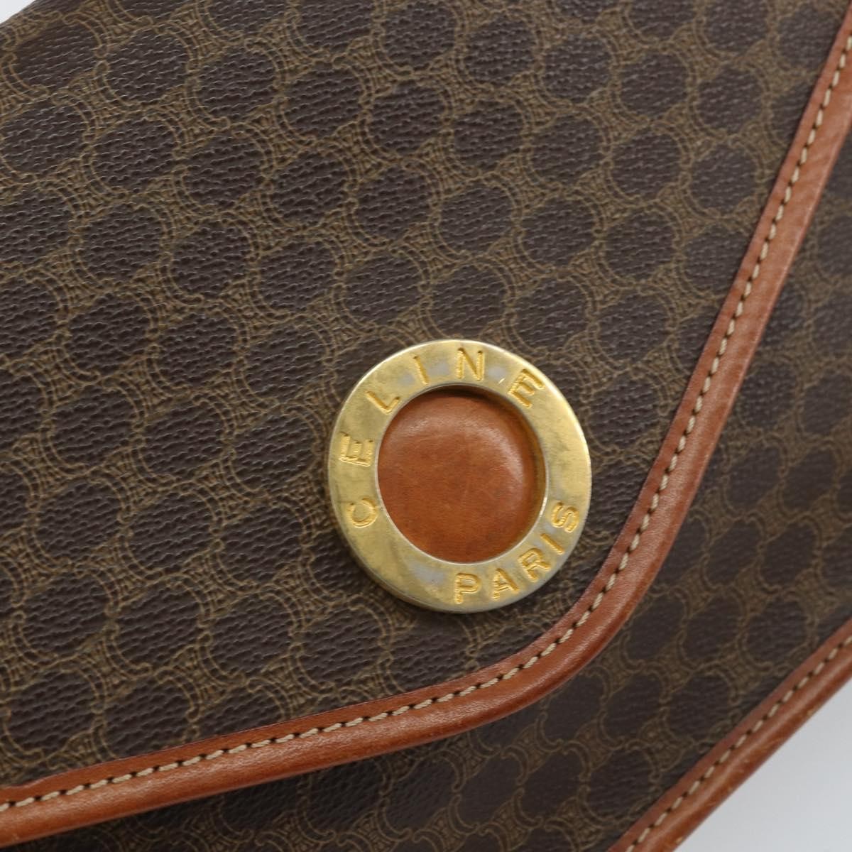 Celine Circle Logo Shoulder Bag Canvas, BROWN, CANVAS, Shoulder bag