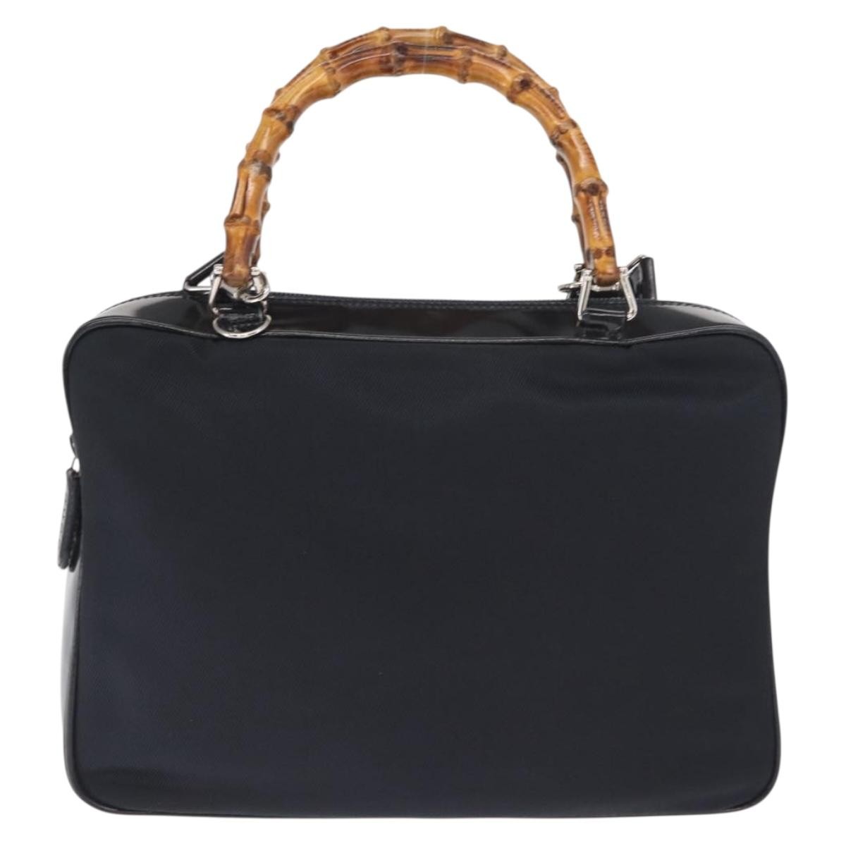 Gucci Vintage Bamboo Handle Bag Nylon, BLACK, NYLON, Handbag