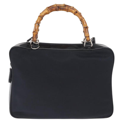 Gucci Vintage Bamboo Handle Bag Nylon, BLACK, NYLON, Handbag