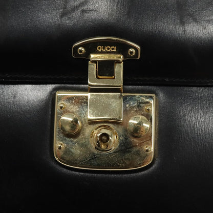 Gucci Vintage Lady Lock Top Handle Bag Leather, BLACK, LEATHER, Handbag