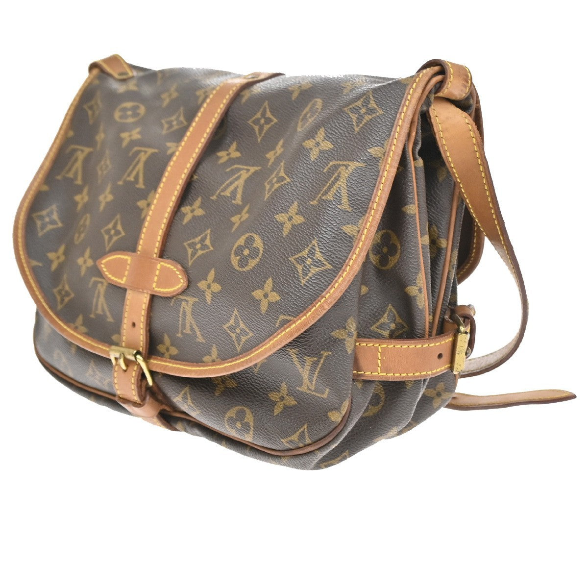 Louis Vuitton Saumur Handbag Monogram Canvas, Brown, Canvas, Shoulder Bag