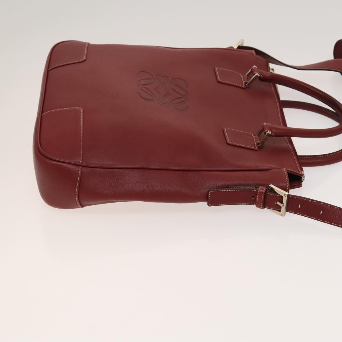 Loewe Vintage Anagram Tote Leather, Burgundy, Leather, Tote Bag