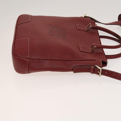 Loewe Vintage Anagram Tote Leather, Burgundy, Leather, Tote Bag