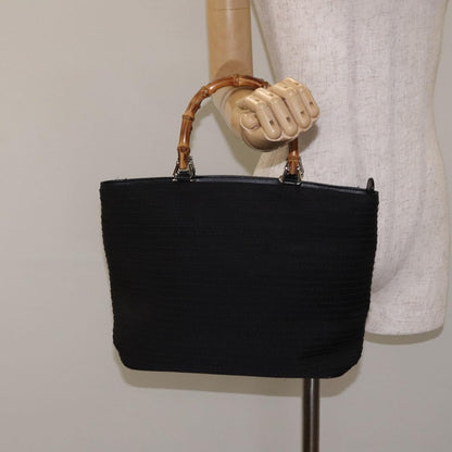 Gucci Vintage Bamboo Handle Tote Nylon, BLACK, NYLON, Tote bag
