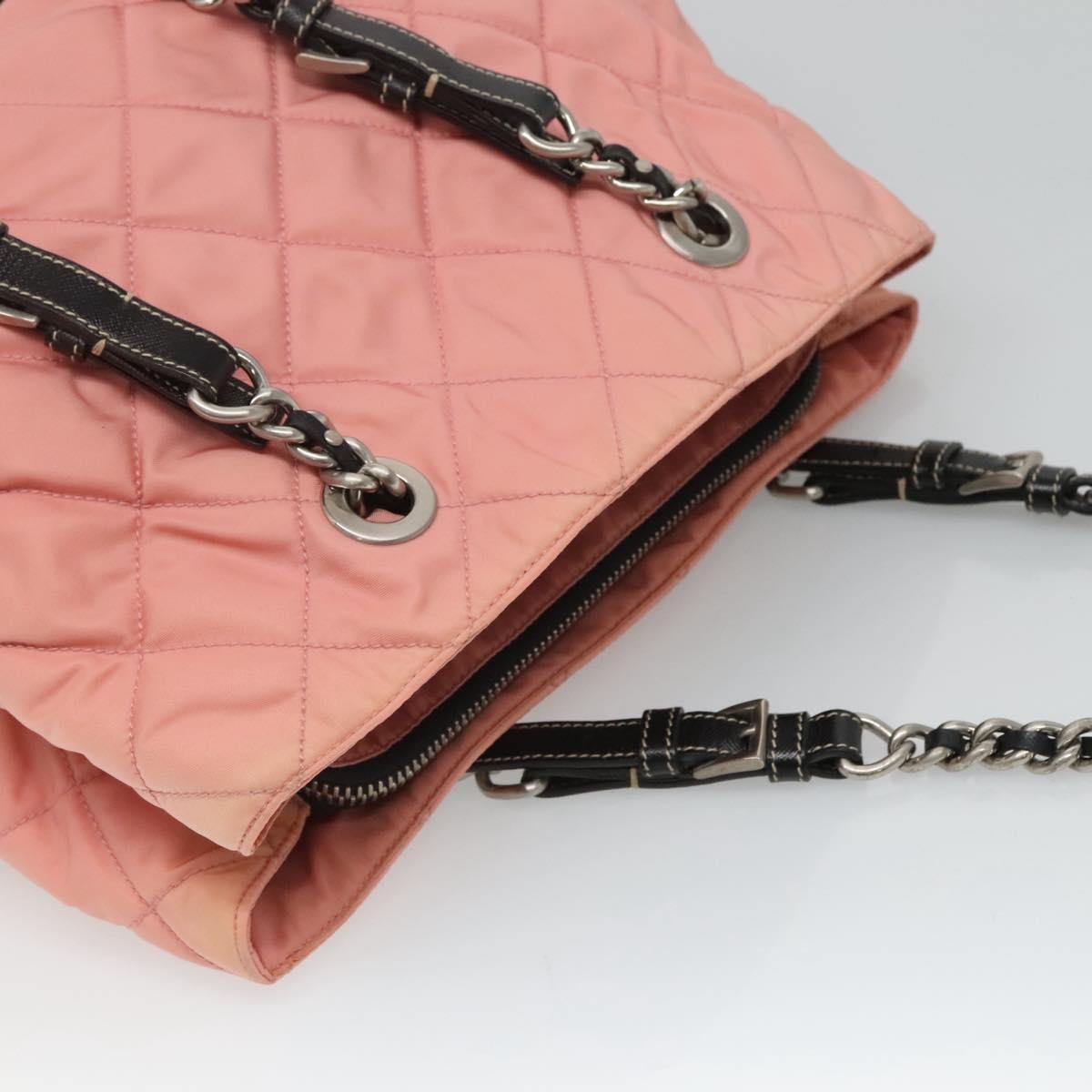 Prada Chain Zip Tote Quilted Tessuto, PINK, NYLON, Tote bag