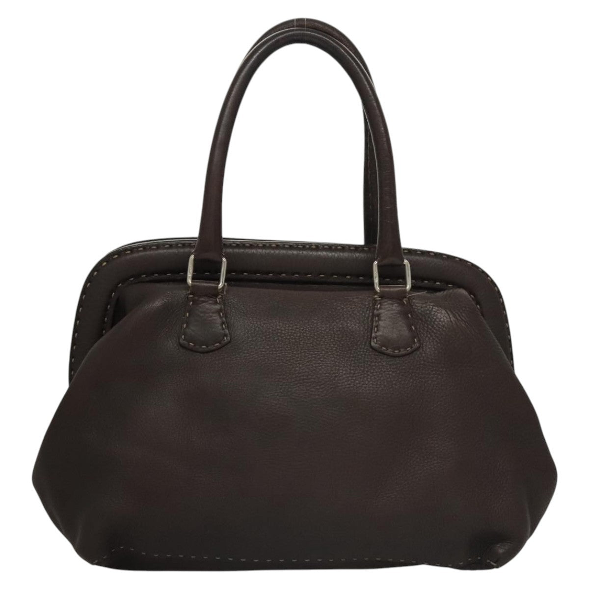Fendi Selleria Frame Doctor Bag Leather, BROWN, LEATHER, Handbag