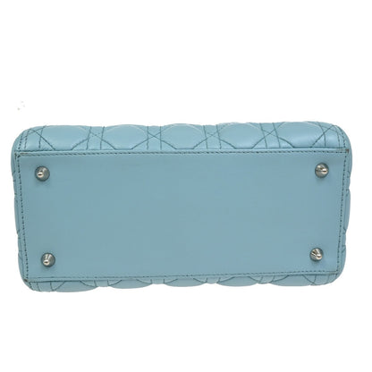 Christian Dior Lady Dior Bag Leather, BLUE, LEATHER, Handbag