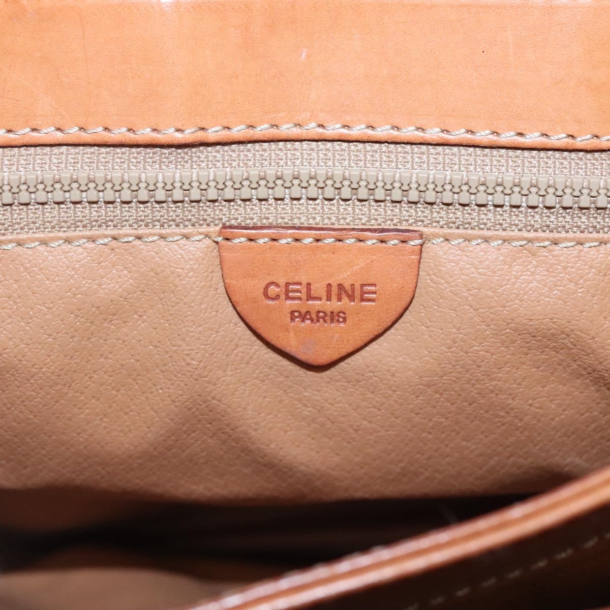 Celine Macadam Handbag Macadam with leather, BROWN, CANVAS, Handbag