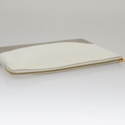 Celine Bicolor Solo Clutch Leather, GRAY, LEATHER, Clutche & pouche