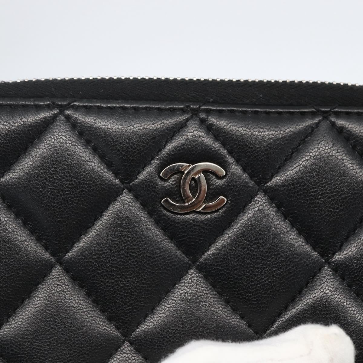 Chanel Zip Around Organizer Wallet Quilted Lambskin, BLACK, LEATHER, Wallets