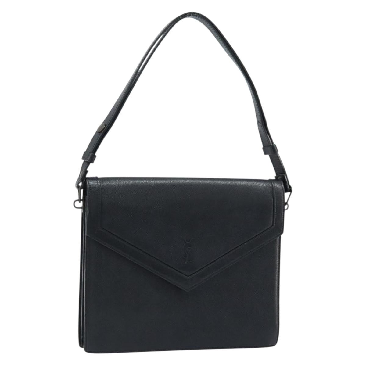 Saint Laurent Vintage Handbag Leather, BLACK, LEATHER, Handbag