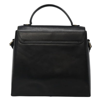 Salvatore Ferragamo Gancini Convertible Top Handle Bag Leather, BLACK, LEATHER, Handbag