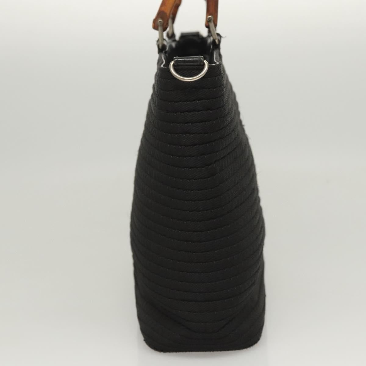 Gucci Vintage Bamboo Handle Tote Canvas, BLACK, CANVAS, Tote bag