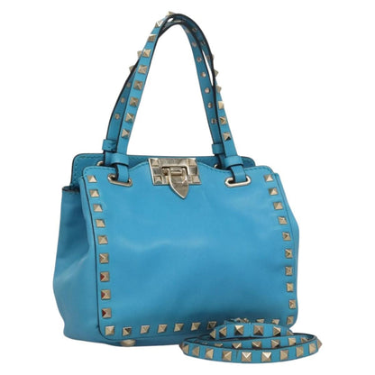 Valentino Garavani Rockstud Tote Soft Leather, BLUE, LEATHER, Tote bag