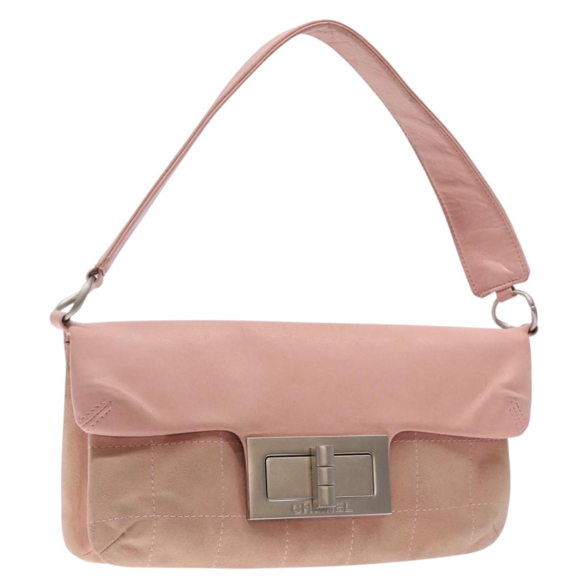 Chanel Giant Mademoiselle Lock Shoulder Bag Suede, PINK, SUEDE, Shoulder bag