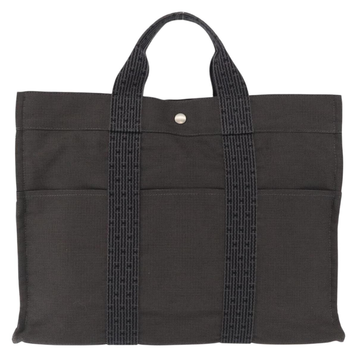 Hermes Fourre-tout Herline Canvas, GRAY, CANVAS, Tote bag