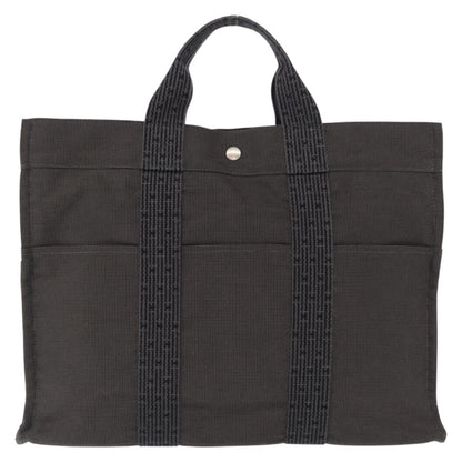Hermes Fourre-tout Herline Canvas, GRAY, CANVAS, Tote bag
