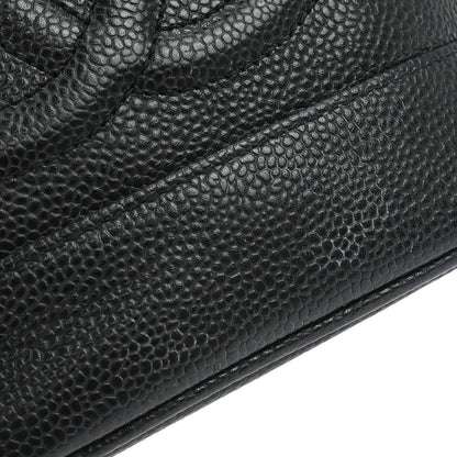 Chanel Vintage Timeless Cosmetic Case Caviar, BLACK, LEATHER, Handbag