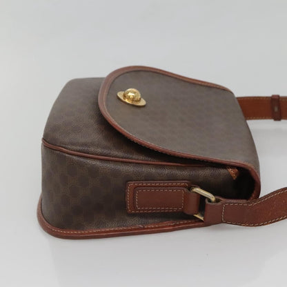 Celine Vintage Macadam Shoulder Bag Canvas and Leather, Brown, Canvas, Shoulder Bag