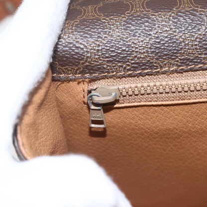 Celine Vintage Macadam Shoulder Bag Canvas and Leather, BROWN, PVC, Shoulder bag