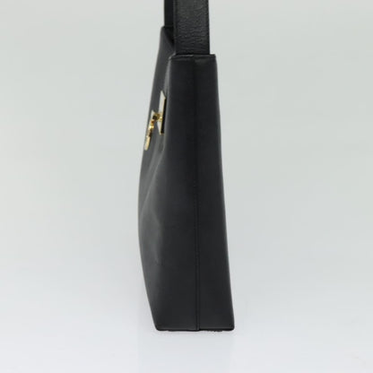 Salvatore Ferragamo Gancio Flap Hobo Leather, BLACK, LEATHER, Shoulder bag