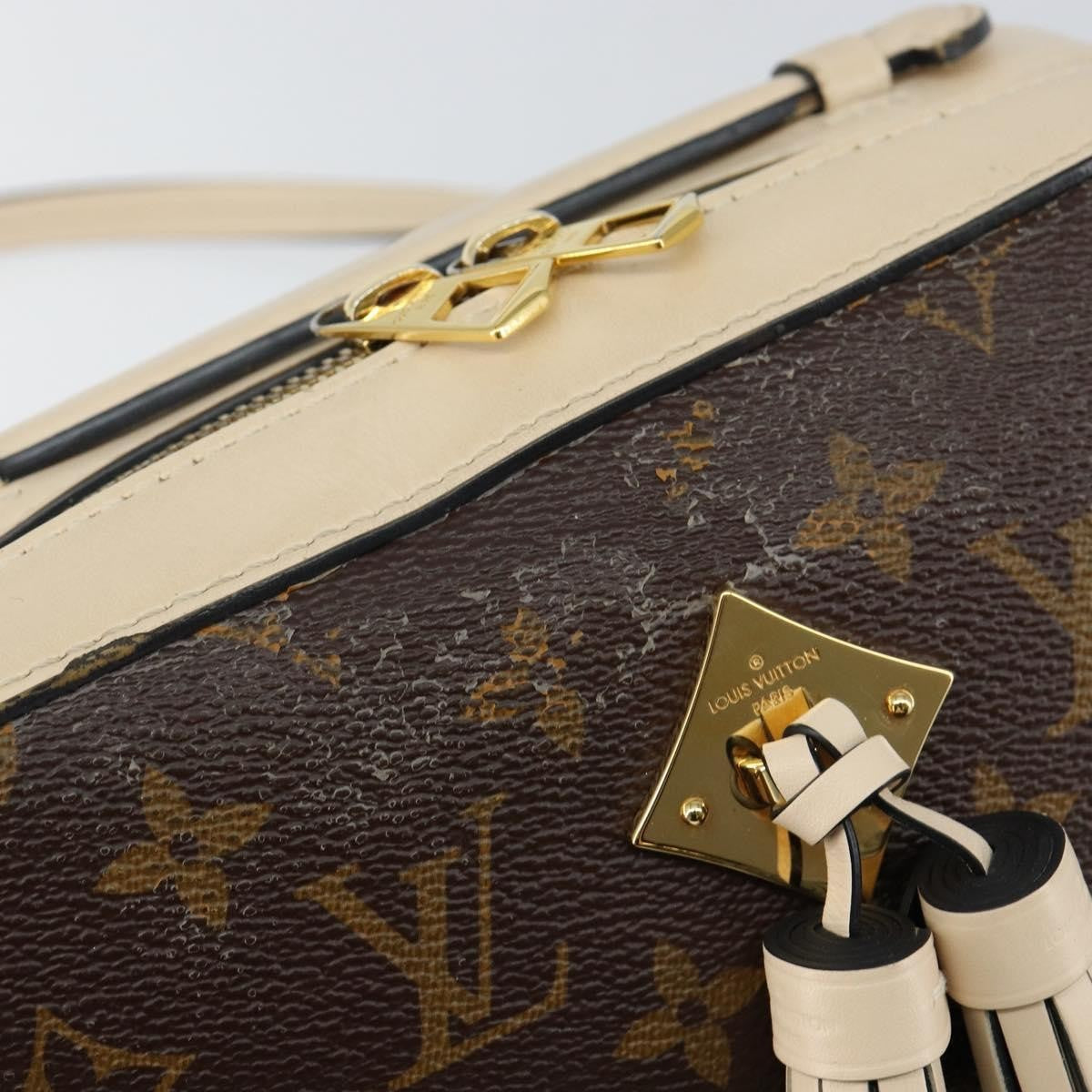 Louis Vuitton Saintonge Handbag Monogram Canvas with Leather, BROWN, CANVAS, Handbag