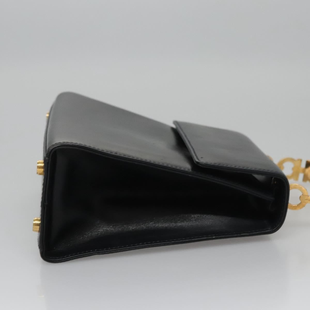 Salvatore Ferragamo Gancini handbag Leather, BLACK, LEATHER, Handbag