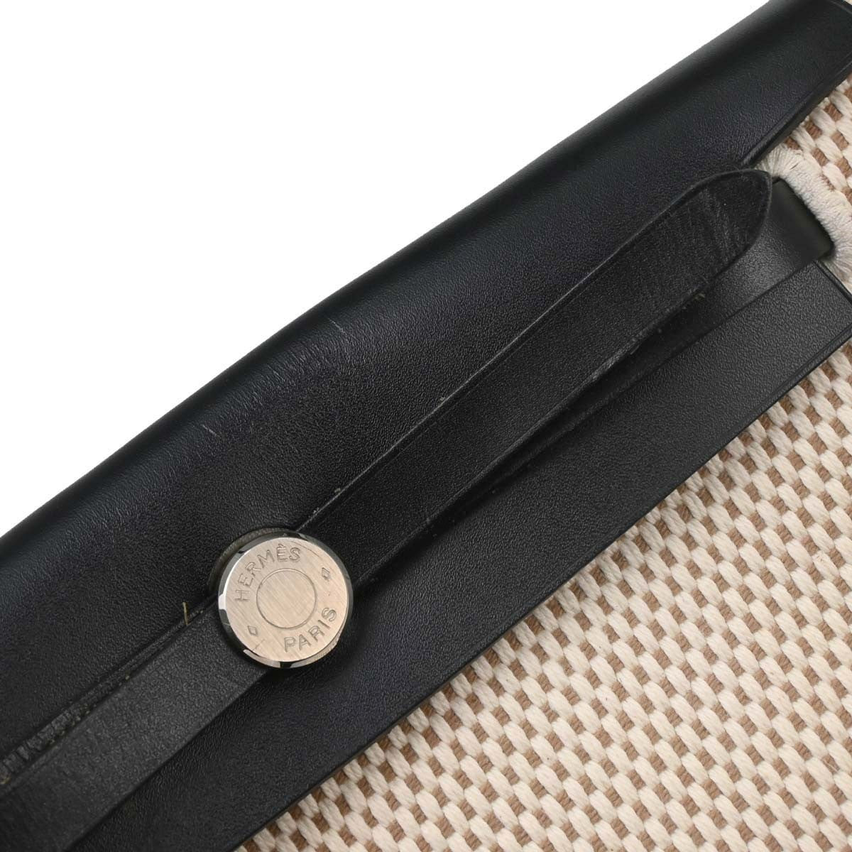 Hermes Herbag Clutch Canvas, Black, Canvas, Handbag