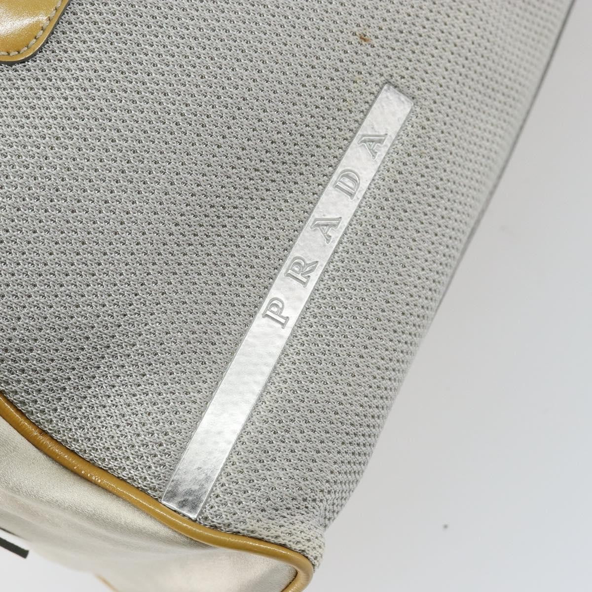 Prada Vintage Zip Handbag Tessuto, Silver, Nylon, Handbag