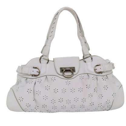 Salvatore Ferragamo Marisa Satchel Leather, WHITE, LEATHER, Handbag