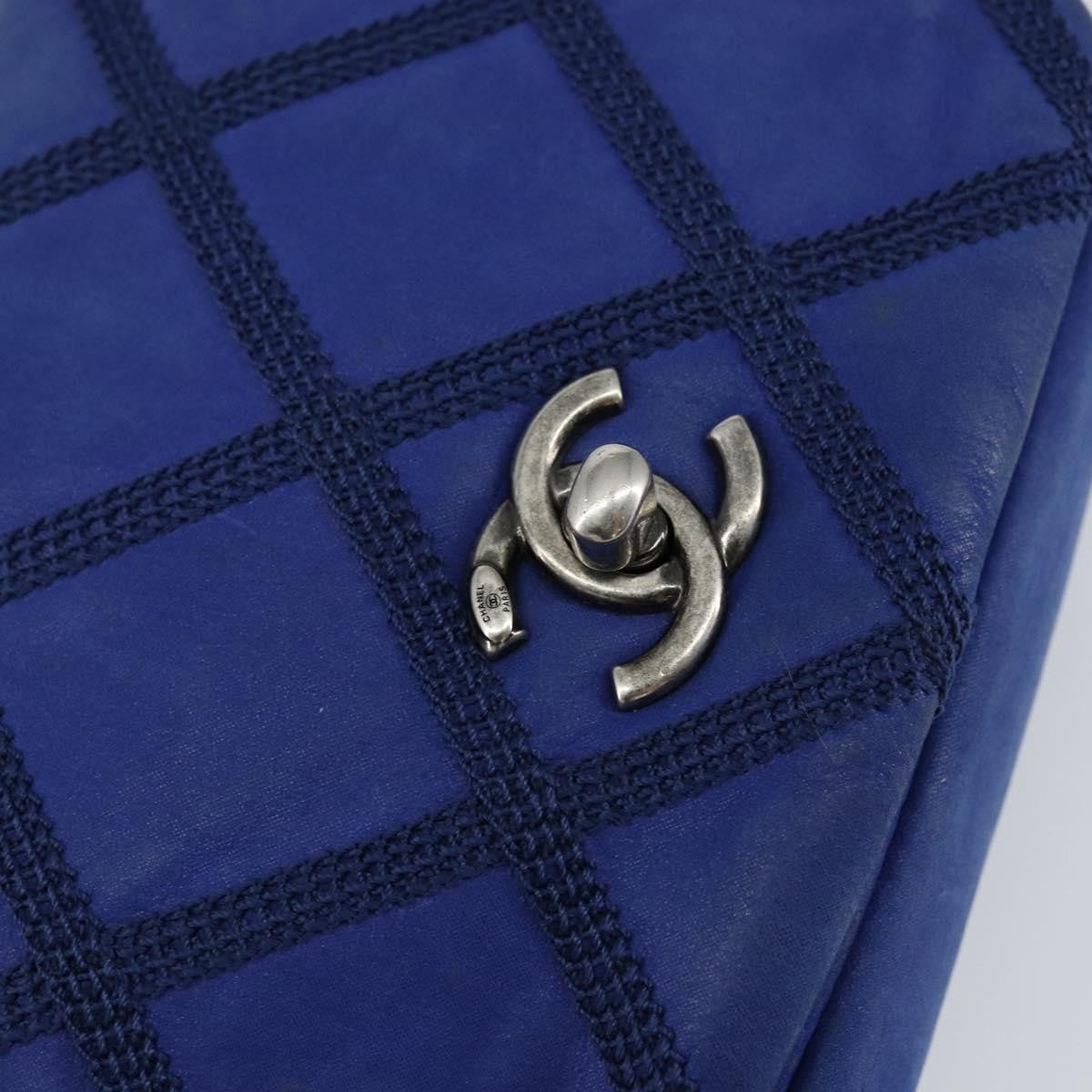 Chanel Diamond Stitch Chain Flap Bag Quilted Iridescent Calfskin, BLUE, LEATHER, Shoulder bag