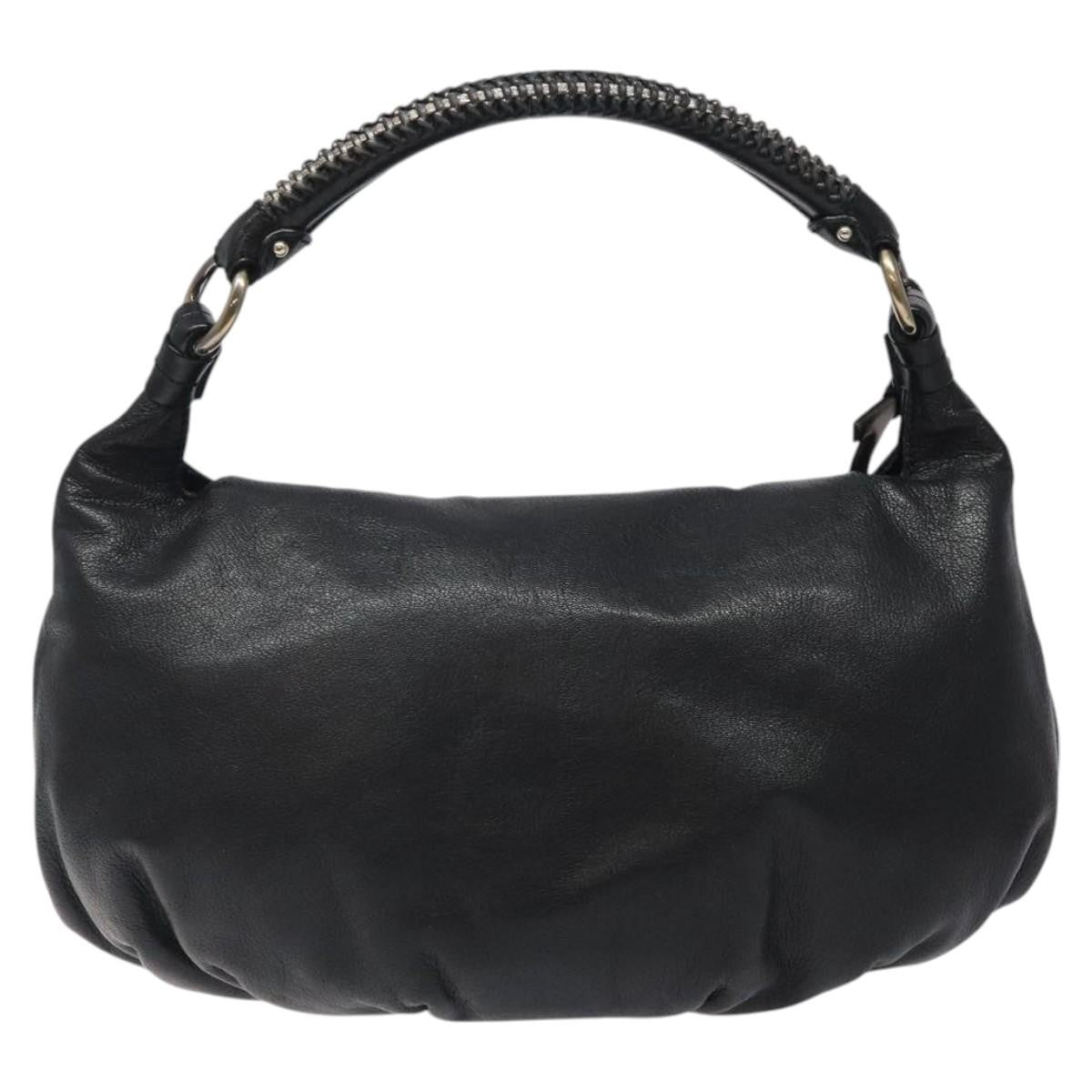 Salvatore Ferragamo Gancini handbag Leather, BLACK, LEATHER, Handbag