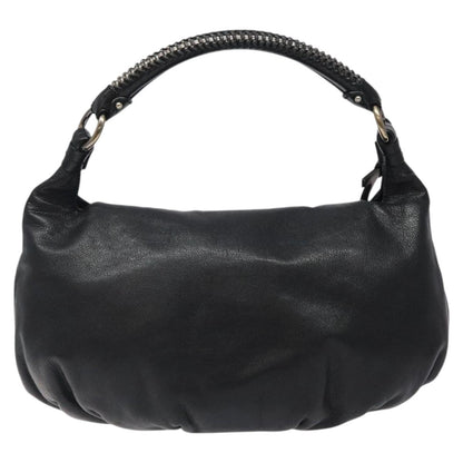 Salvatore Ferragamo Gancini handbag Leather, BLACK, LEATHER, Handbag