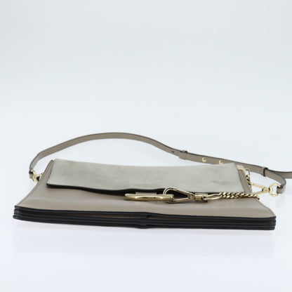 Chloe Faye Shoulder Bag Leather and Suede, Gray, Leather, Shoulder Bag