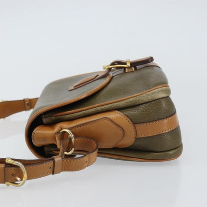 Celine Vintage Shoulder Bag Leather, KHAKI, LEATHER, Shoulder bag