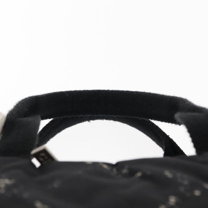 Chanel Travel Line Boston Bag Printed Nylon, BLACK, NYLON, Travel bag