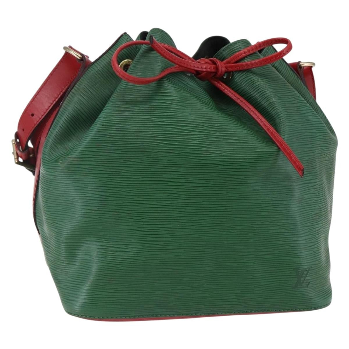 Louis Vuitton Petit Noe Handbag Two Tone Epi Leather, GREEN, LEATHER, Handbag