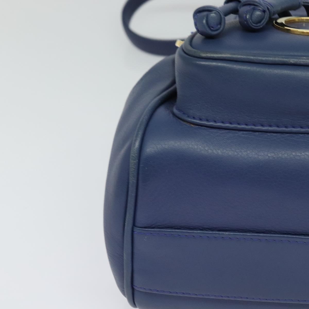 Christian Dior Vintage Flap Backpack Leather, BLUE, LEATHER, Backpack