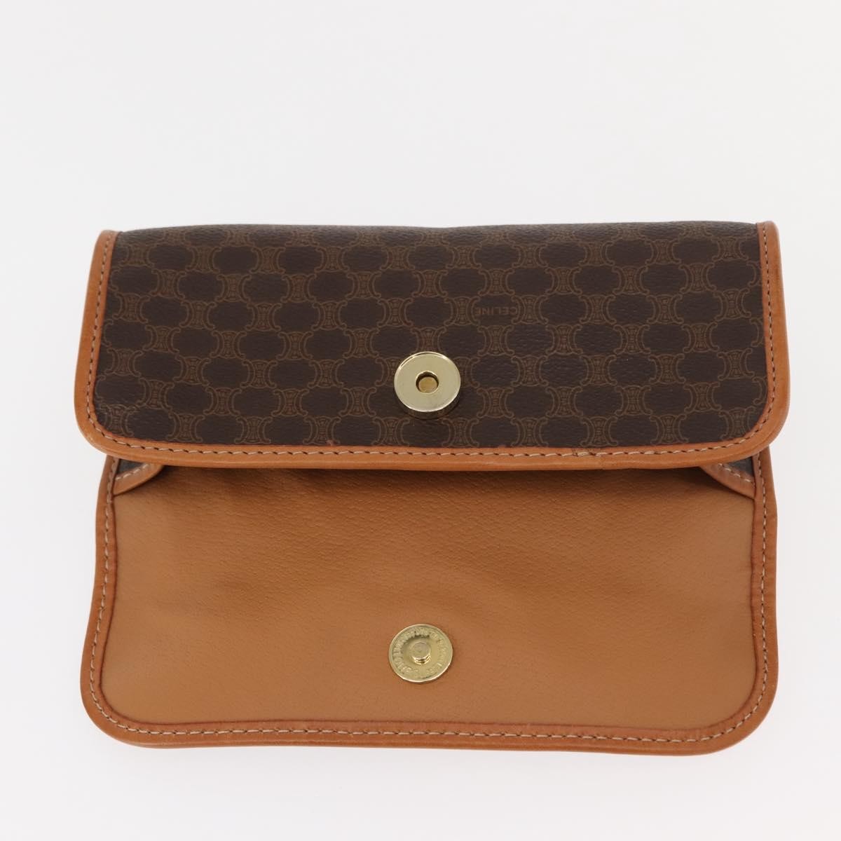 Celine Macadam Pochette Canvas and Leather, BROWN, CANVAS, Clutche & pouche
