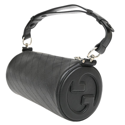 Gucci Blondie Interlocking GG Shoulder Bag Leather, Black, Leather, Shoulder Bag