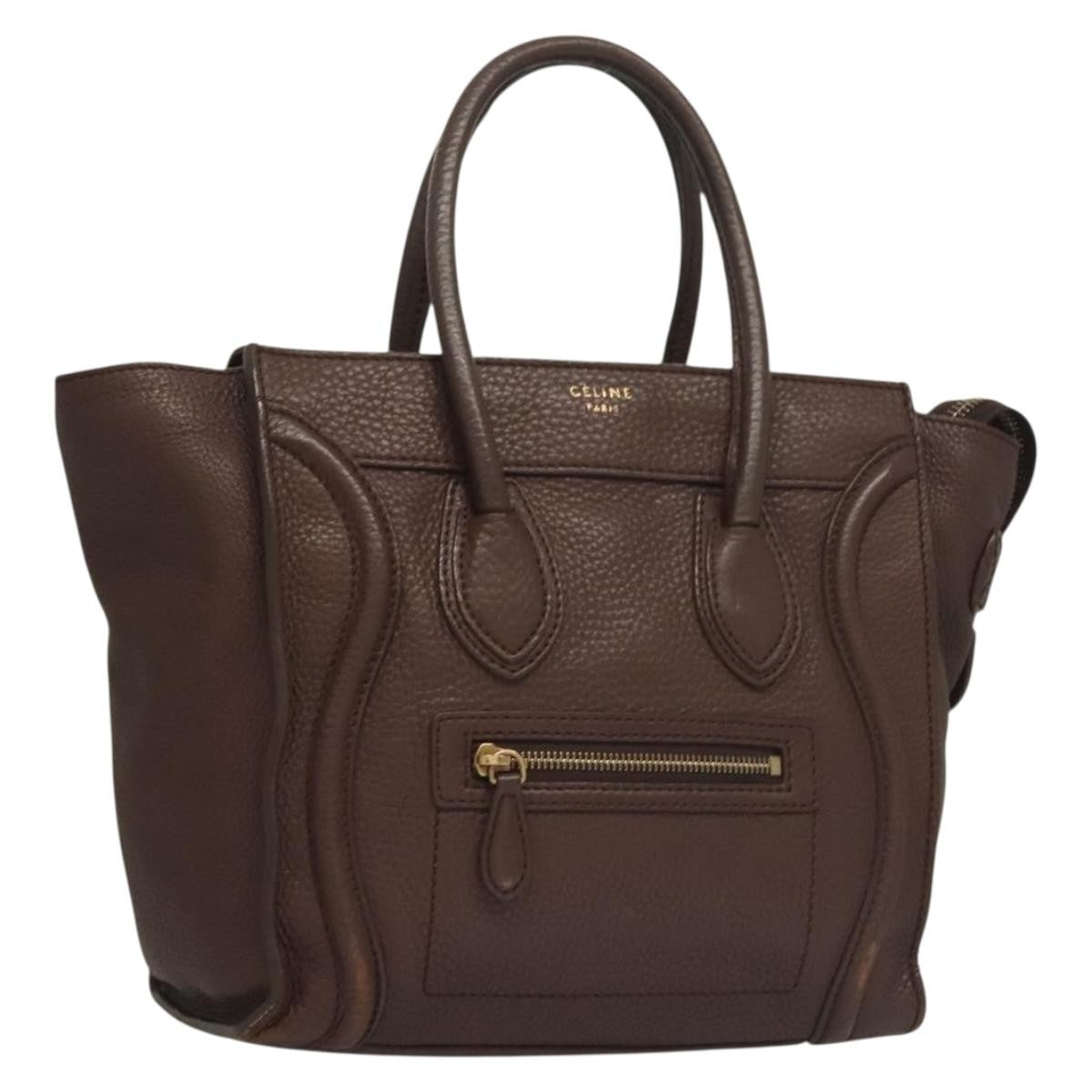 Celine Shopper Luggage Leather, BROWN, LEATHER, Handbag