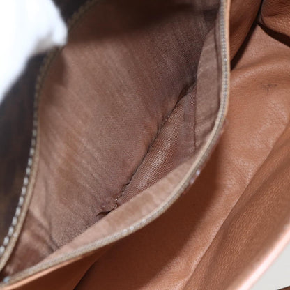 Celine Vintage Macadam Shoulder Bag Canvas and Leather, BROWN, CANVAS, Shoulder bag