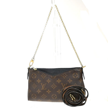 Louis Vuitton Pallas Clutch Monogram Canvas with Leather, BROWN, CANVAS, Clutche & pouche