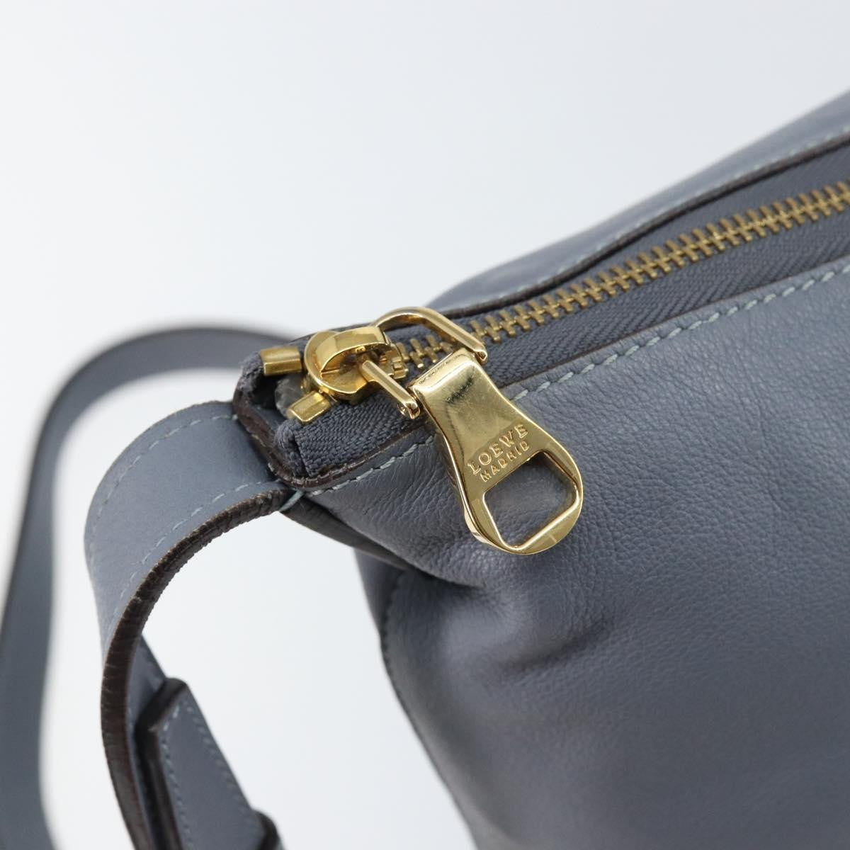 Loewe Anagram Shoulder Bag Leather, BLUE, LEATHER, Shoulder bag