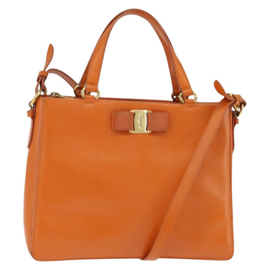 Salvatore Ferragamo Vala tote Leather, ORANGE, LEATHER, Tote bag