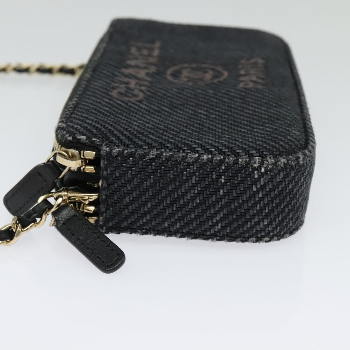 Chanel Deauville Chain wallet Raffia, NAVY, WICKER, Wallets